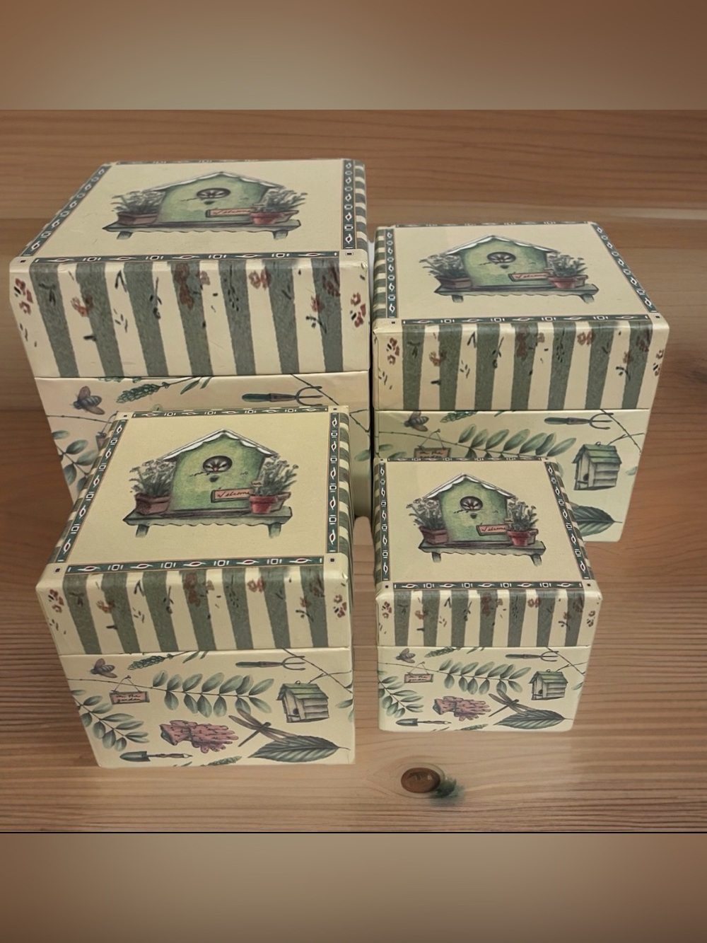 4-Paper Nesting Boxes Naturewood Crazy Mountain by Pfaltzgraff
